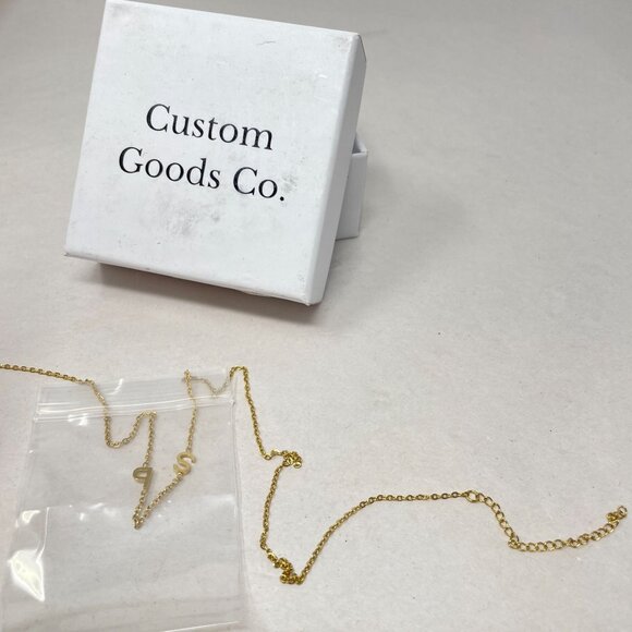 Custom Goods Co S & P Letter Necklace Gold Tone Gift Box Chain Dainty Minimalist - Picture 1 of 6